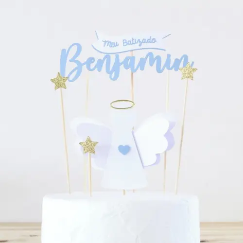 Topo de Bolo Batizado Anjo