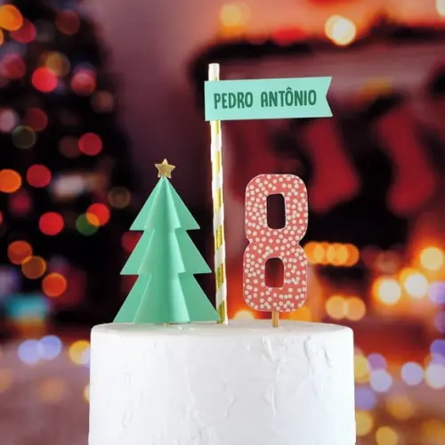 Topo de Bolo Natal - Aniversário ou Mesversário