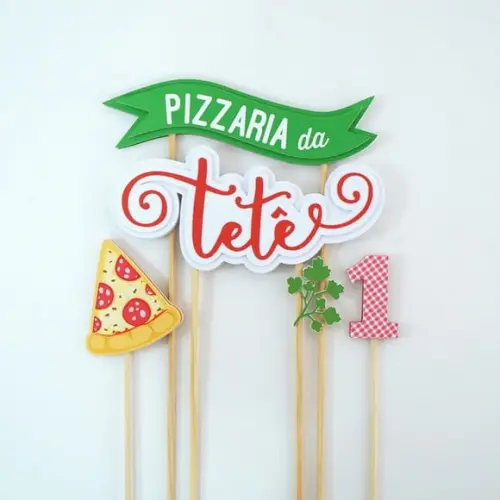 Topo para Bolo - Festa Pizzaria