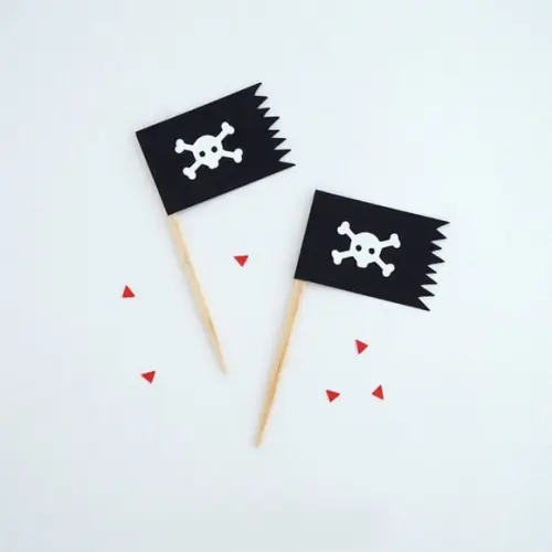 Topper Bandeirinha Caveirinha - Festa Piratas (12 Un)