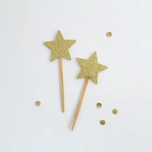 Topper Estrela - Glitter Dourado (12 Un)