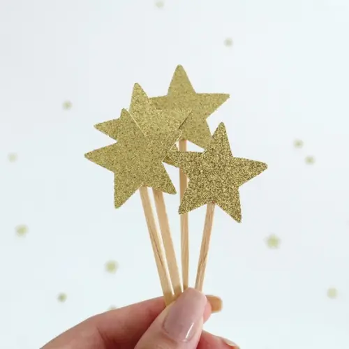 Topper Estrela - Glitter Dourado (12 Un)