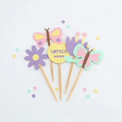 Toppers Flores e Borboletas (12un)