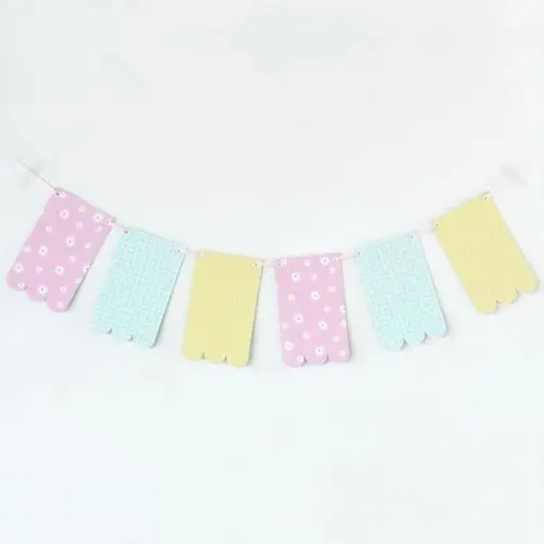 Varal de Bandeirinhas de Papel Estampadas Candy Colors