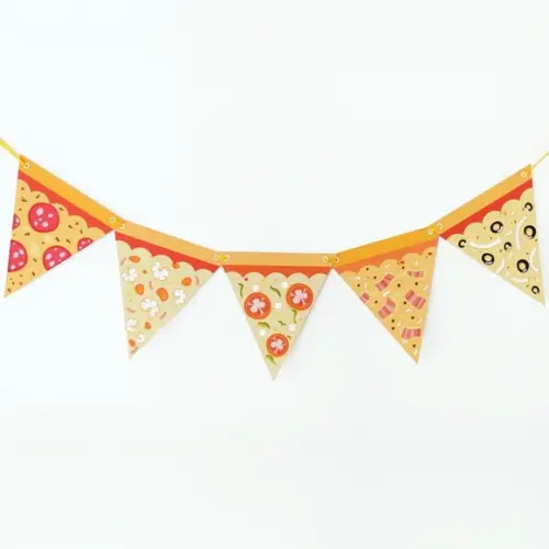 Varal de Bandeirolas de Papel - Fatia Pizza - Festa Pizzaria