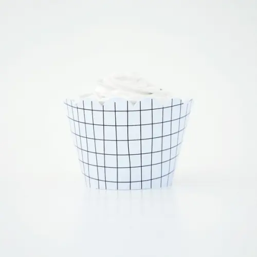 Wrapper Cupcake - Estampas Minimalistas - P&b (12un)