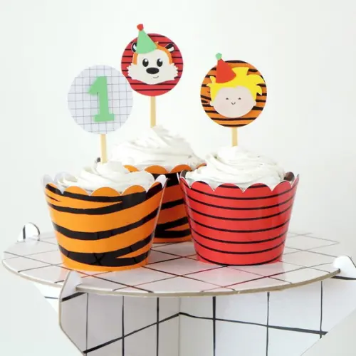 Wrapper para Cupcake - Tigre e Listras (12 Un.)