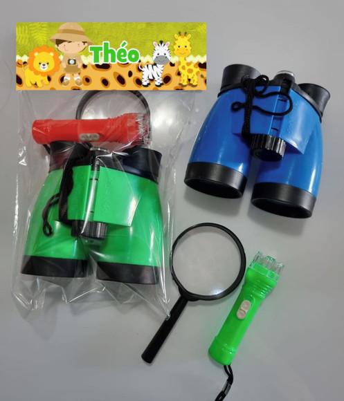 Kit Explorador Safari Binoculo, Lupa e Lanterna