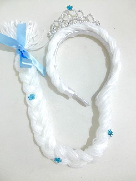 Trança da Elsa Frozen com Coroa Grande 50cm