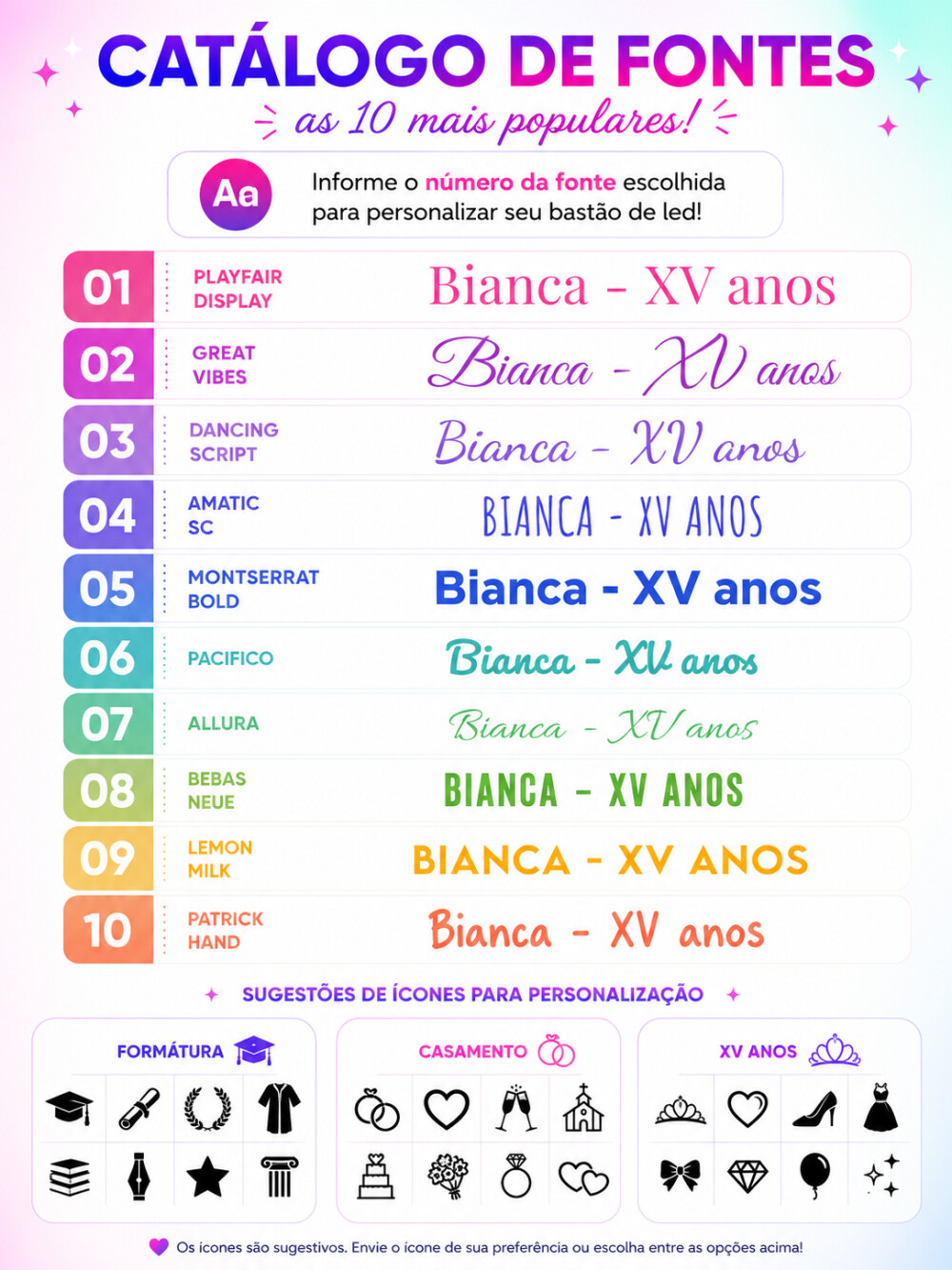 Bastão de Led para 15 Anos Debutante 40cm