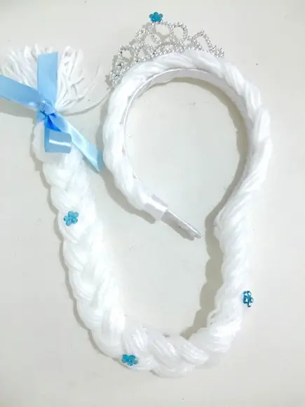 Trança da Elsa Frozen com Coroa Grande 50cm