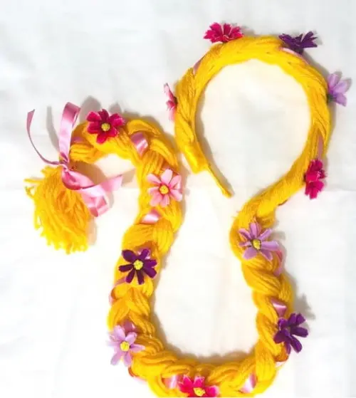 Trança da Rapunzel Especial Flores 60cm