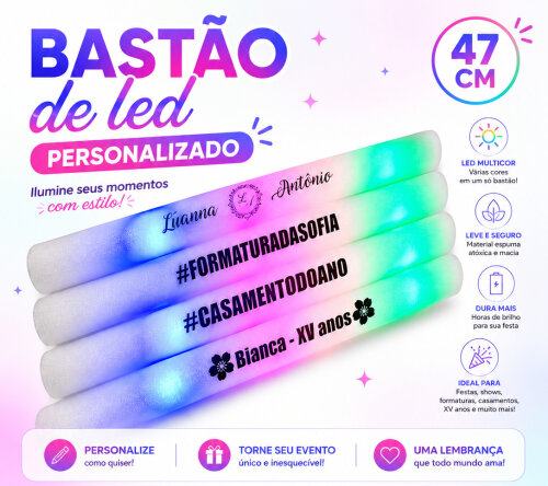 Bastão de Led para 15 Anos Debutante 40cm