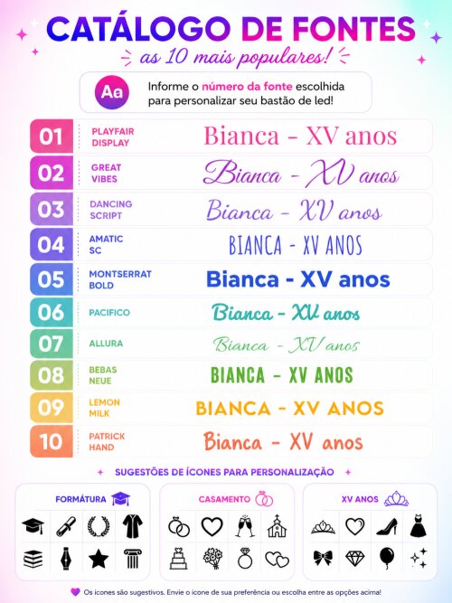 Bastão de Led para Casamento 40cm