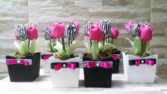 Cachepos de Tulipas Pink e Zebra