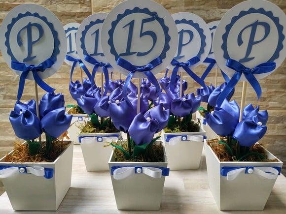 Centro de Mesa 15 Anos Azul Royal