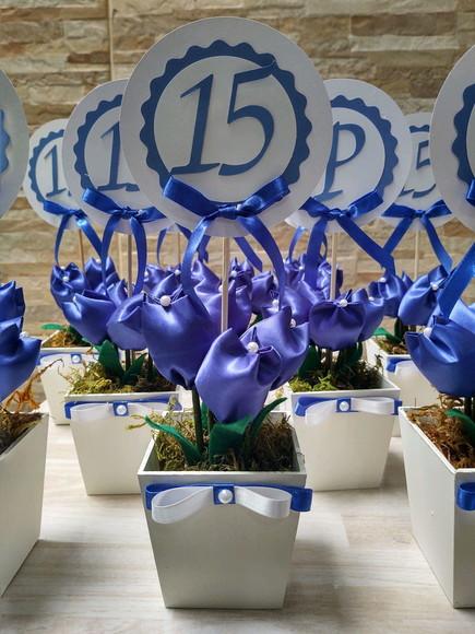 Centro de Mesa 15 Anos Azul Royal