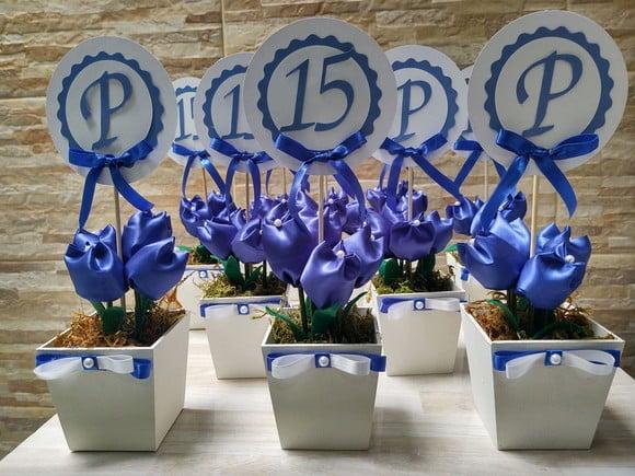 Centro de Mesa 15 Anos Azul Royal