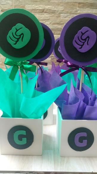 Centro de Mesa Hulk Roxo e Verde