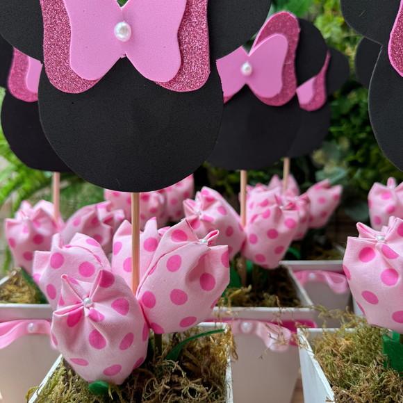 Centro de Mesa Minnie Rosa Kit com 15