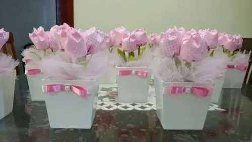 Centro de Mesa Rosa Bebê