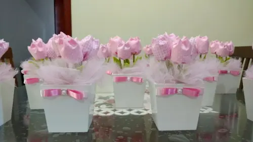 Centro de Mesa Rosa Bebê