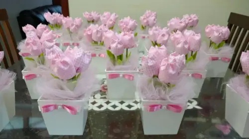 Centro de Mesa Rosa Bebê
