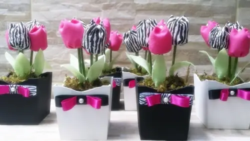 Cachepos de Tulipas Pink e Zebra