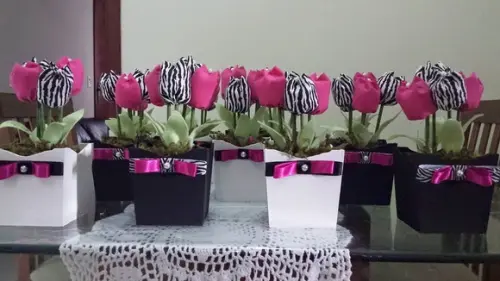 Cachepos de Tulipas Pink e Zebra
