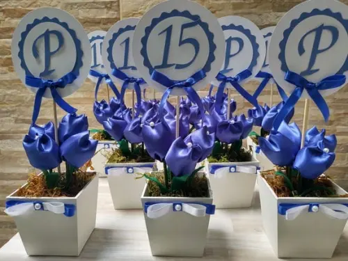 Centro de Mesa 15 Anos Azul Royal