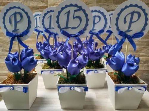 Centro de Mesa 15 Anos Azul Royal