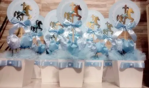 Centro de Mesa Carrossel Encantado Azul