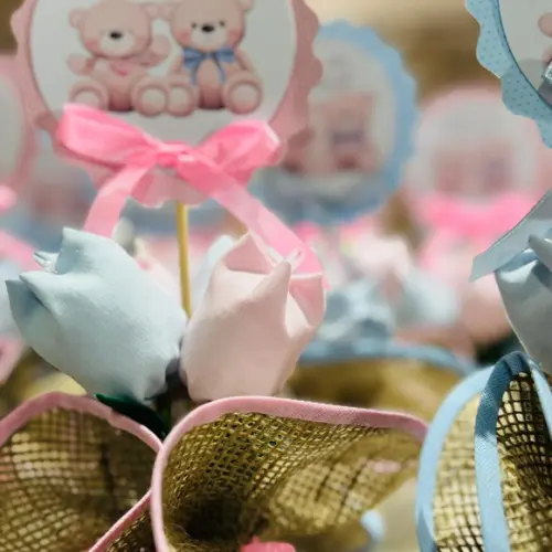 Centro de Mesa Chá Revelação Personalizado Kit com 20 un