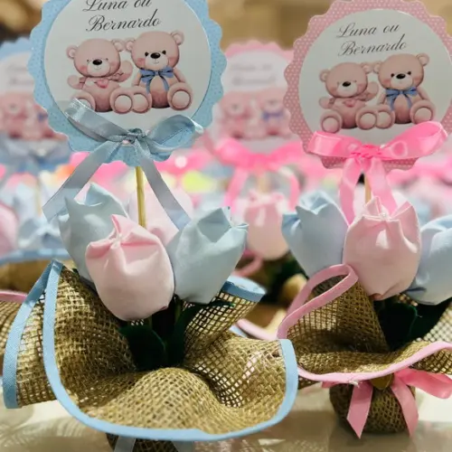 Centro de Mesa Chá Revelação Personalizado Kit com 20 un