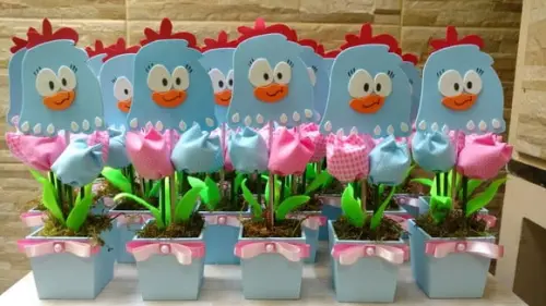Centro de Mesa Galinha Pintadinha Rosa