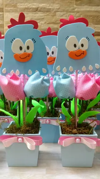 Centro de Mesa Galinha Pintadinha Rosa