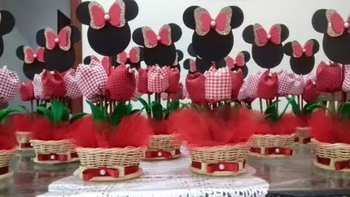 Centro de Mesa Minnie Vermelho