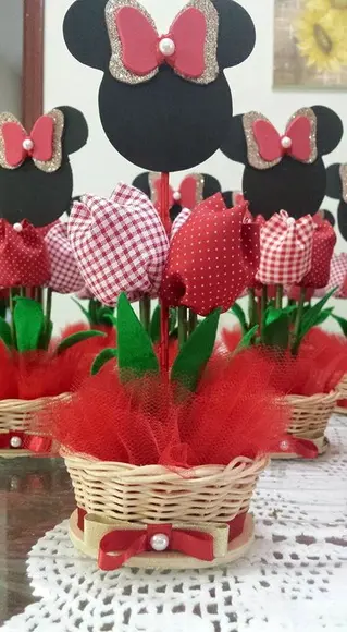 Centro de Mesa Minnie Vermelho