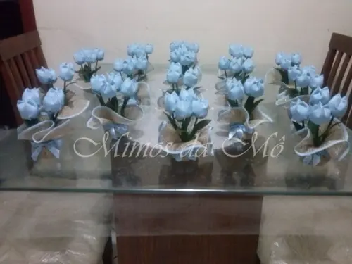 Centro de Mesa Tulipas Azul Bebê