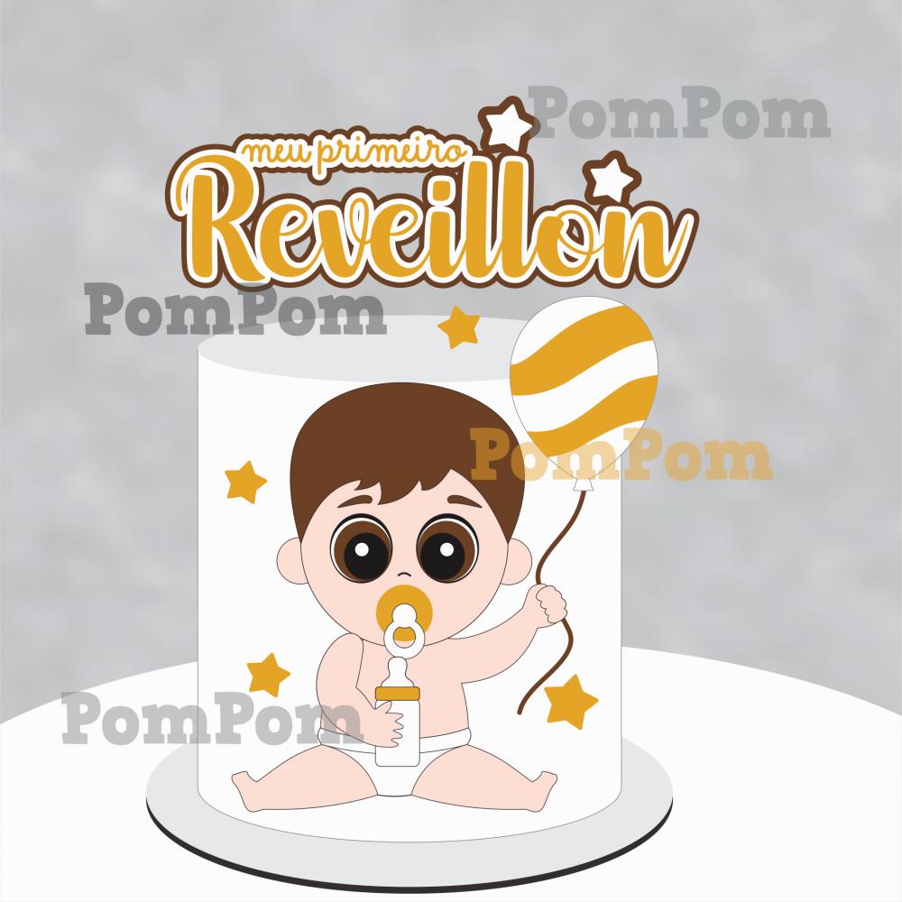 Topo de Bolo Reveillon Bebe Arquivo Silhouette Studio