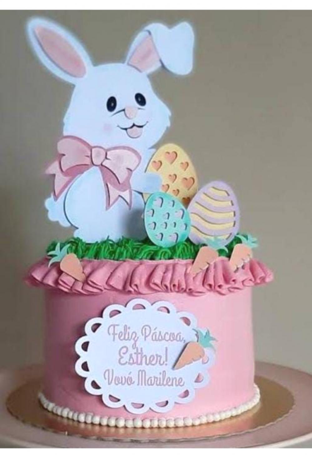 topo de bolo páscoa coelhinha