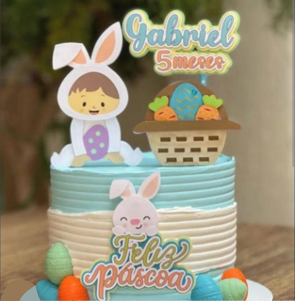 Topo de bolo Páscoa Menino Arquivo de Corte Silhouette