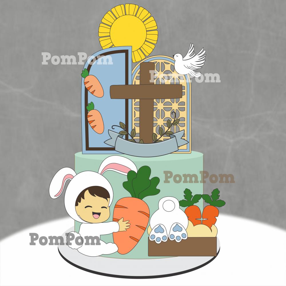 Topo de bolo Páscoa Menino Arquivo de Corte Silhouette