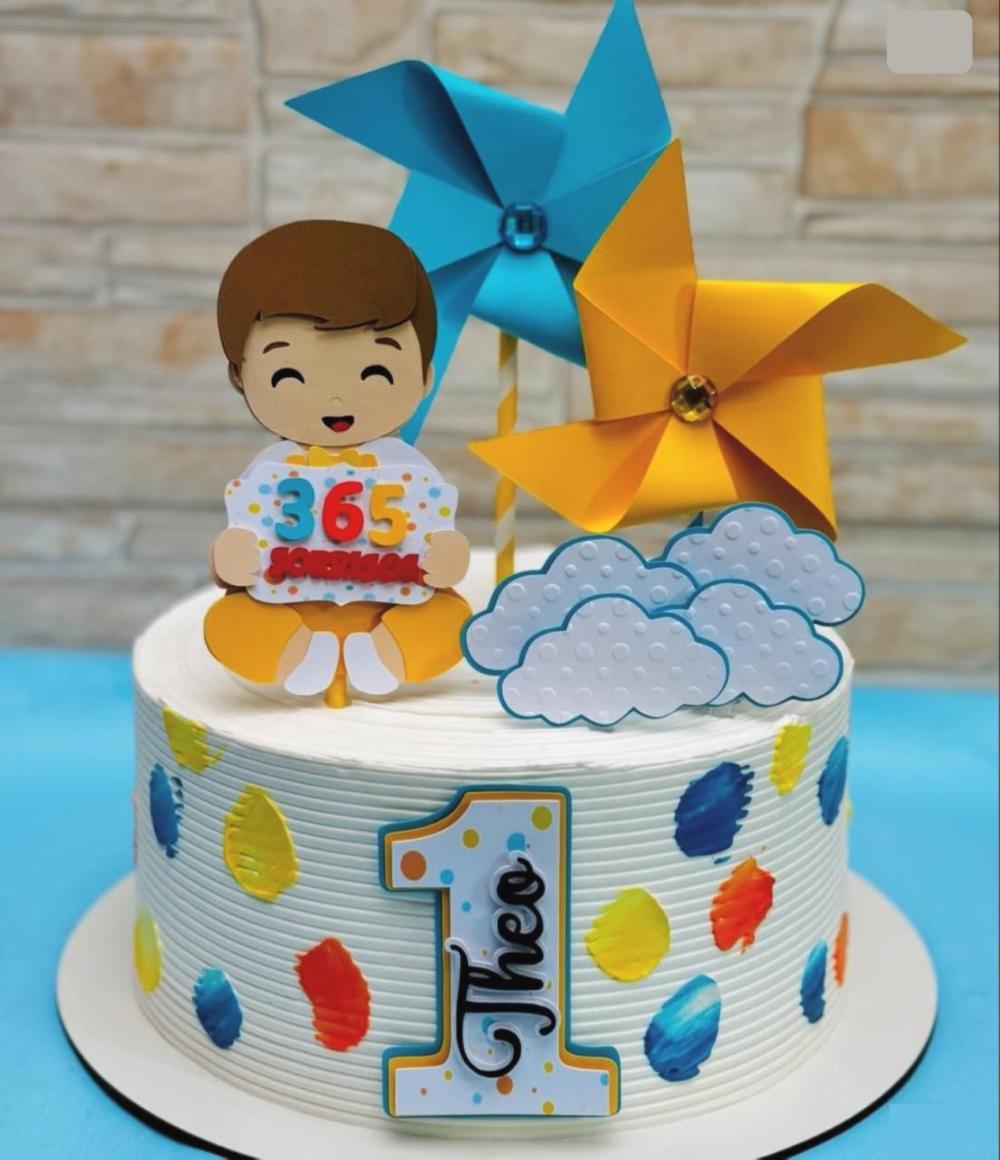 Topo de Bolo 365 sorrisos menino Arquivo de Corte