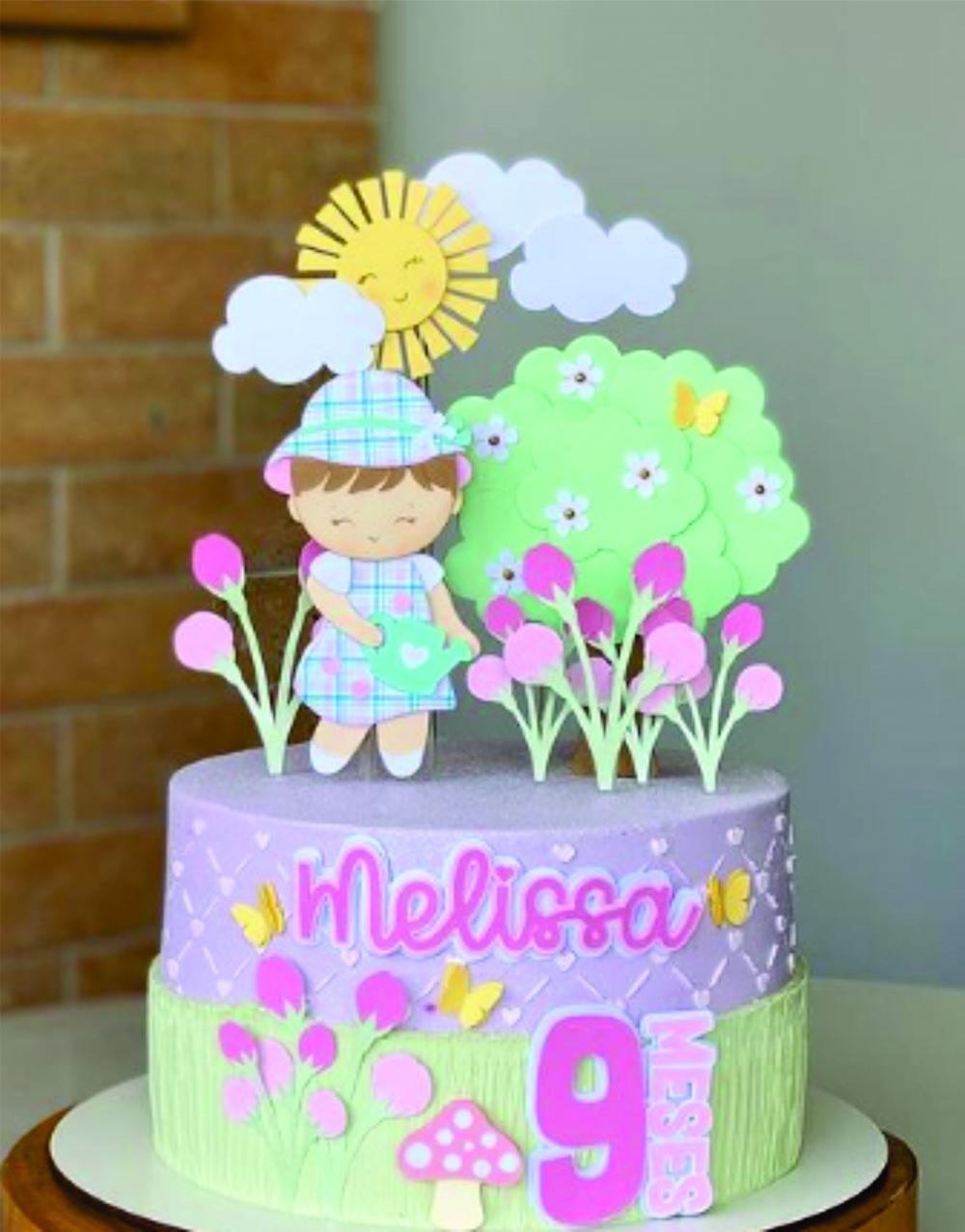 Arquivo de Corte Topo de Bolo Jardim Encantado Menina