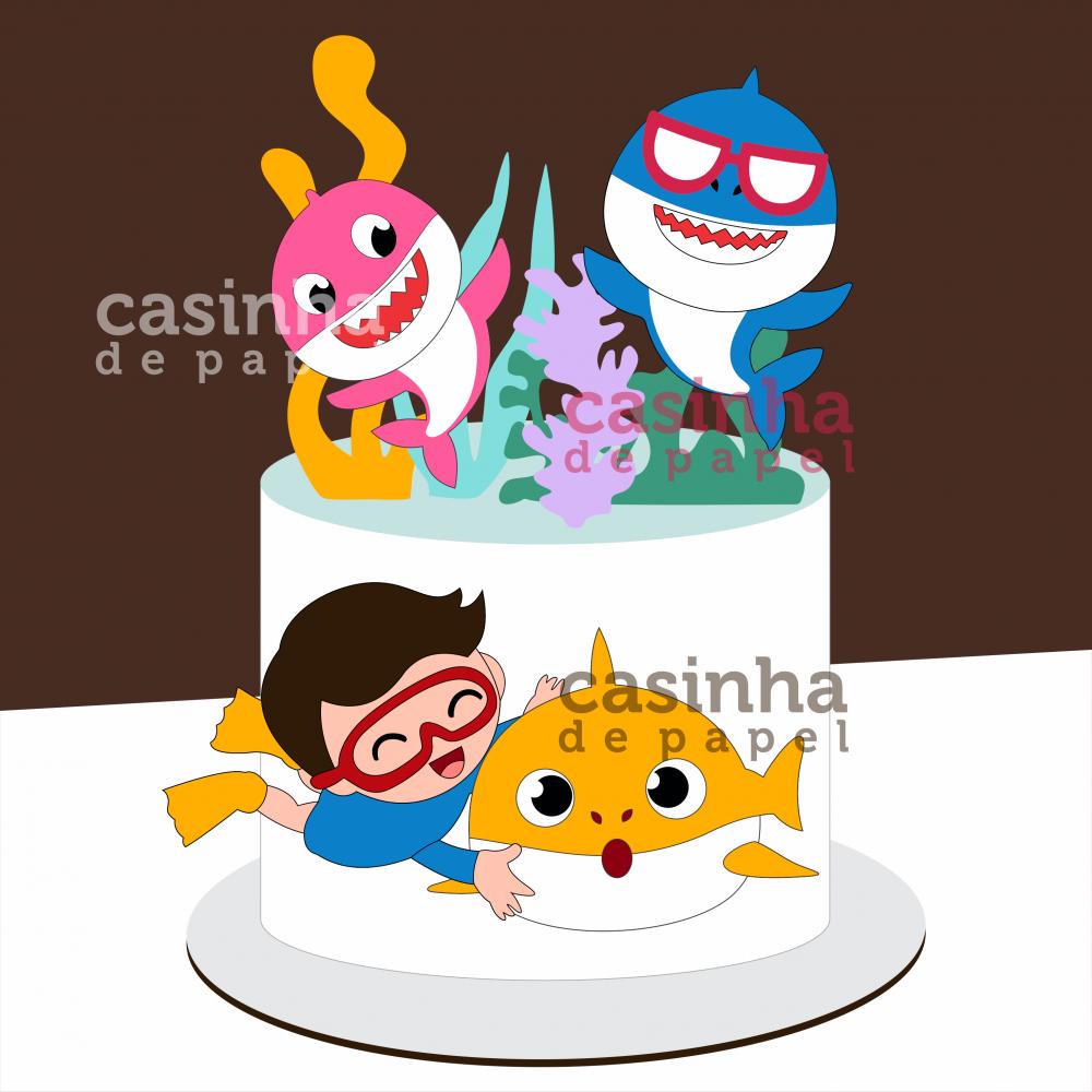 Arquivo de Corte Topo de Bolo Baby Shark Menino Baby