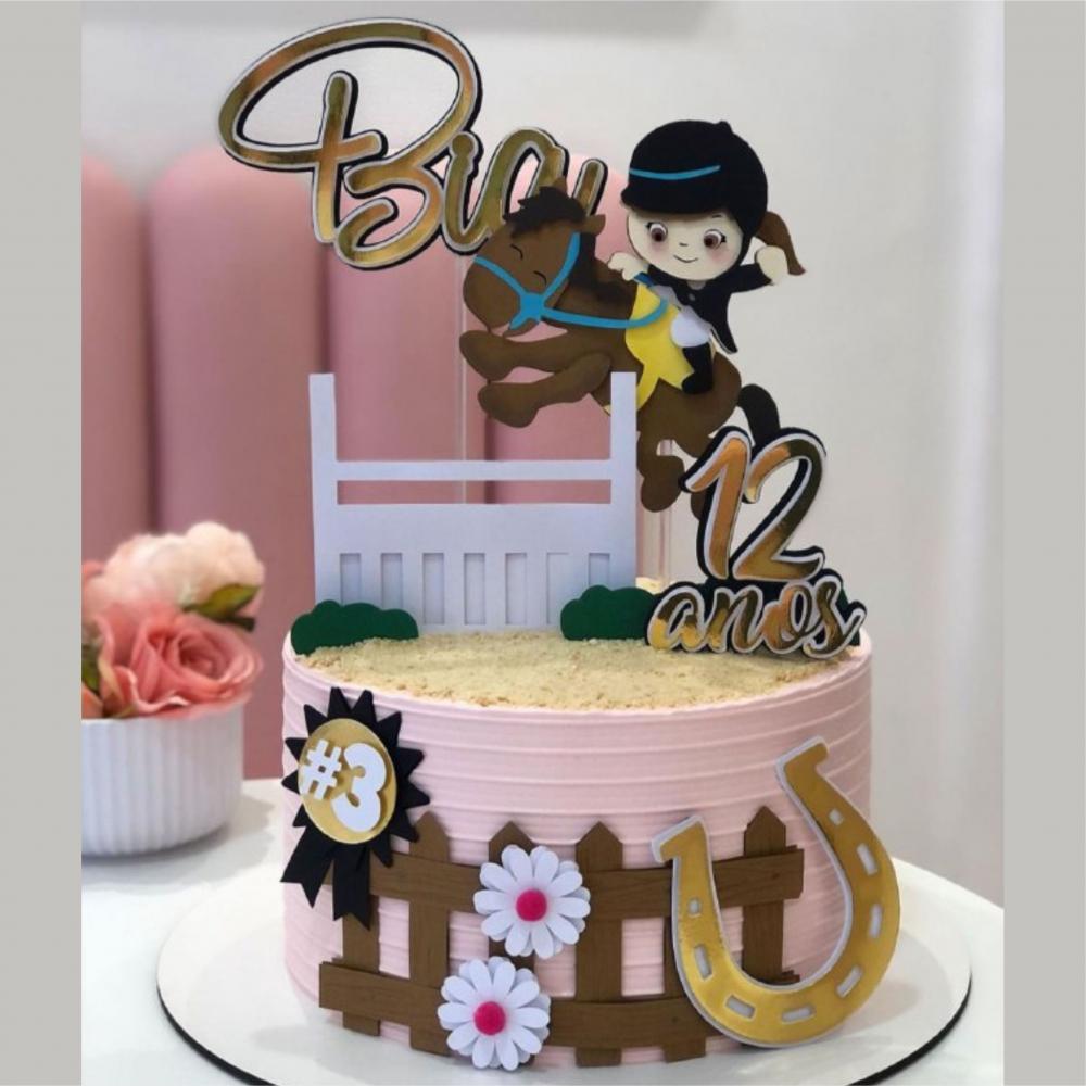 Topo de Bolo Fazendinha Menina Cowgirl Arquivo de Corte