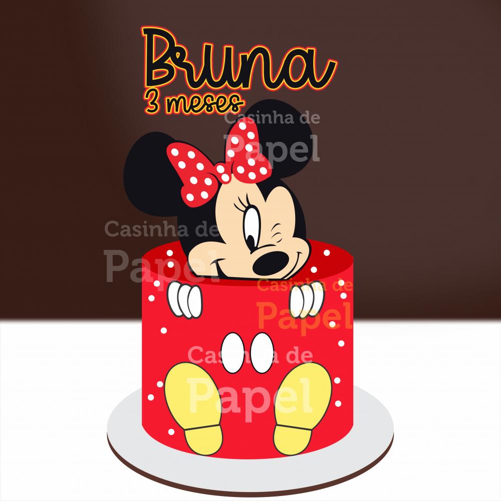 Arquivo de Corte Topo de Bolo Minnie Vermelha Arquivo de Corte