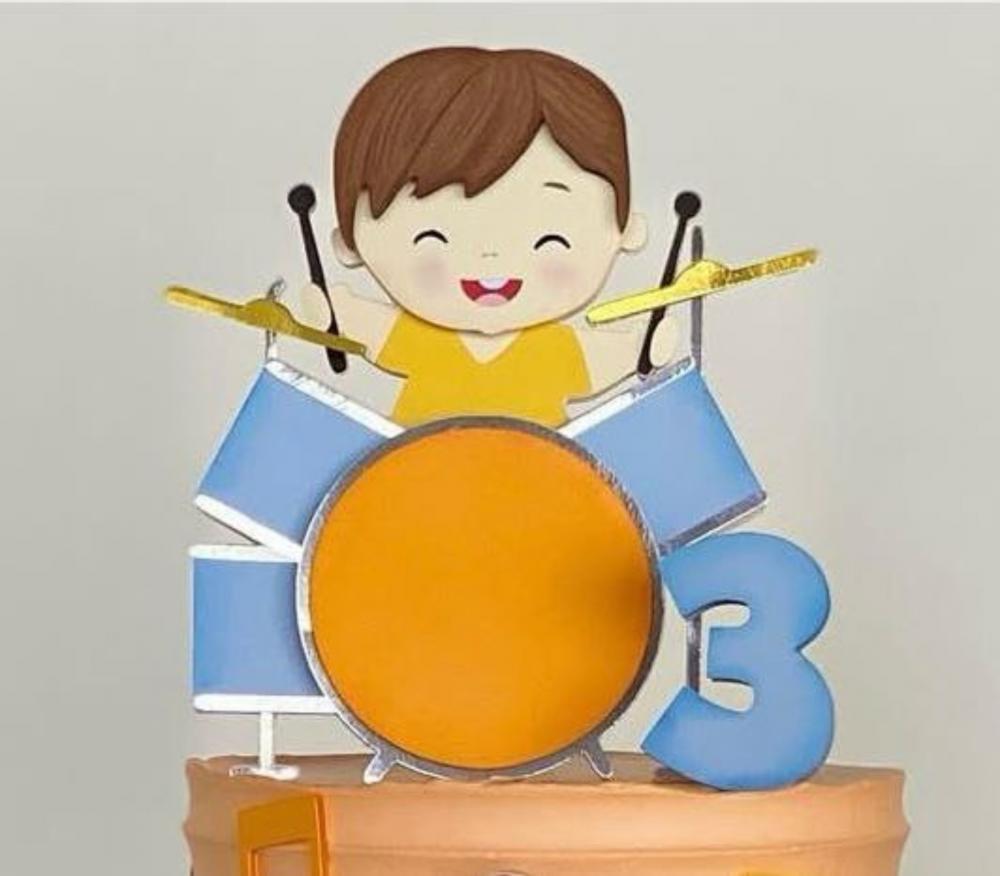 Topo de bolo baterista menino arquivo de corte