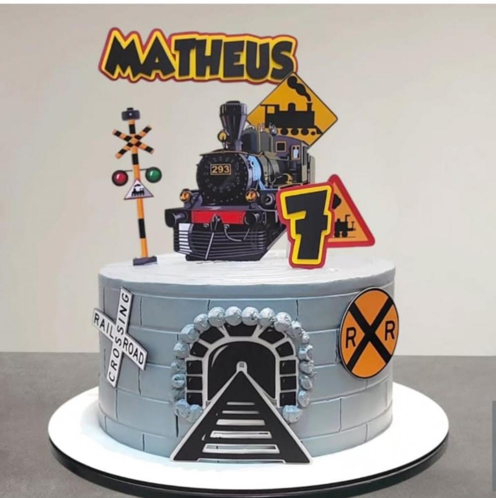 Topo de Bolo Trem maquinista arquivo de corte